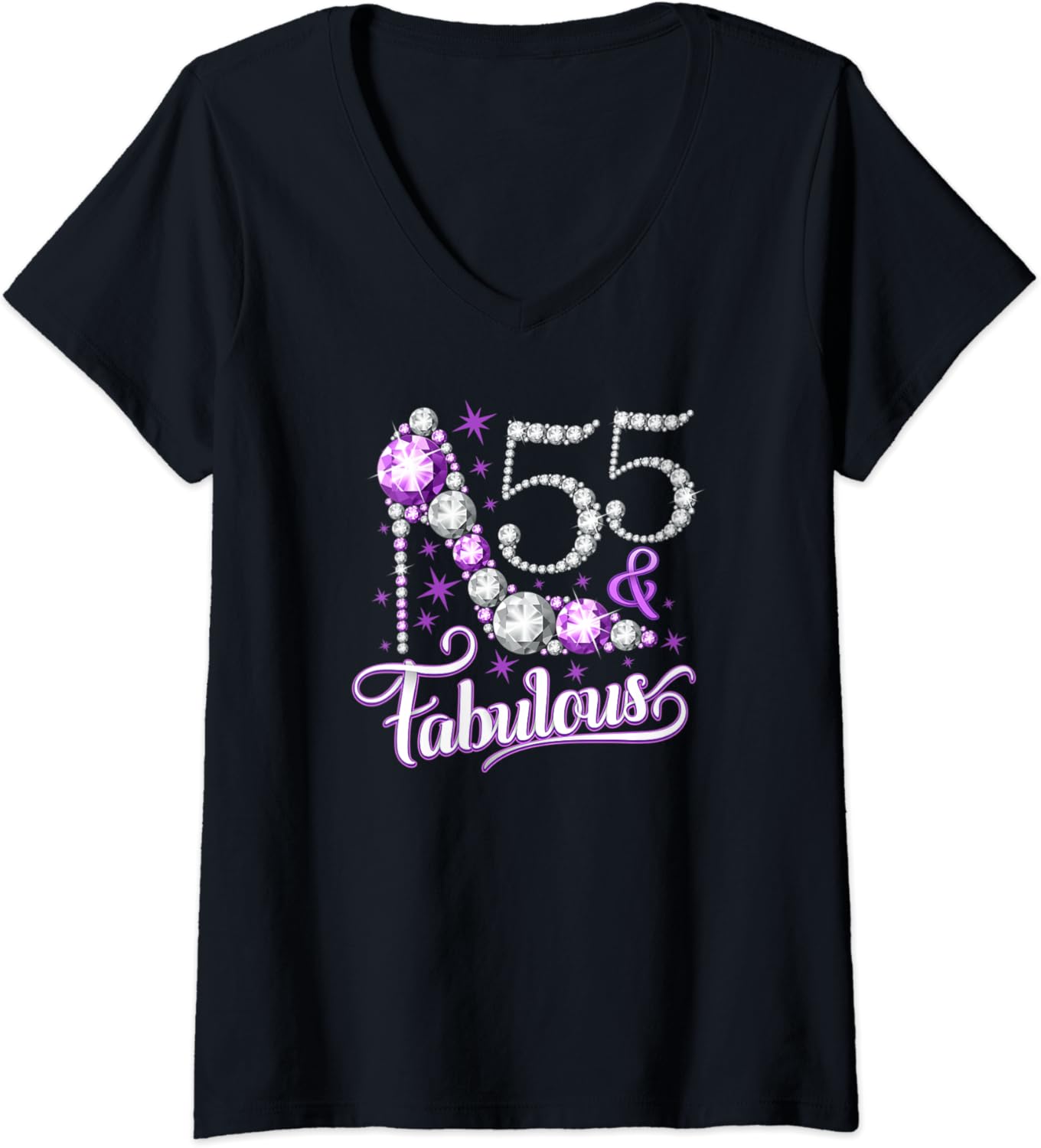 Womens 55th Birthday. 55 & Fabulous lady’s, women’s VNeck